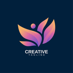 Elegant Floral Illustration, Editable Vector Logos in Bright Hues
