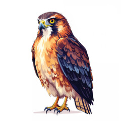 Fototapeta premium Hawk isolated on white background, a majestic bird of prey with sharp talons and piercing eyes