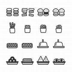 food and restaurant icons set