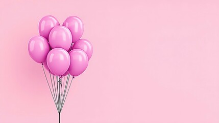 Pink balloons bunch against a pastel pink background.