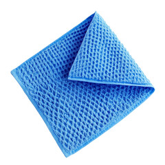 Perfectly folded blue microfiber cloth designed for versatile cleaning in kitchens and homes, showcasing its unique waffle texture and functionality