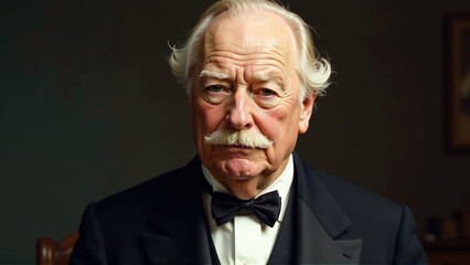 A historical image or representation of famous figures known for wearing bow ties, such as Winston Churchill or Bill Nye.