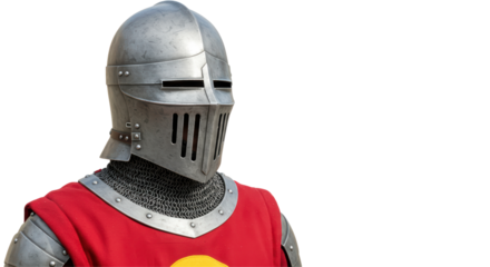 Isolated Medieval Knight Helmet and Armor