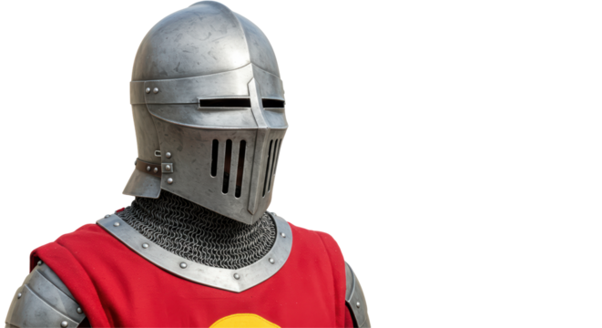 Isolated Medieval Knight Helmet and Armor