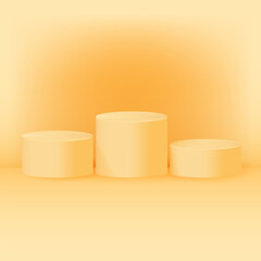 Beige, round podium for winners, awards pedestal, product demonstration.