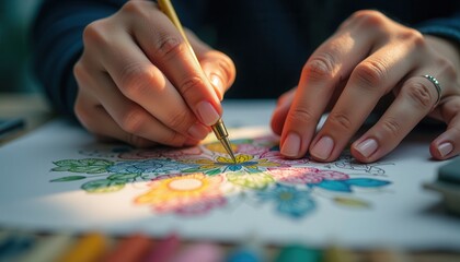 Adult coloring activity for stress relief relaxation