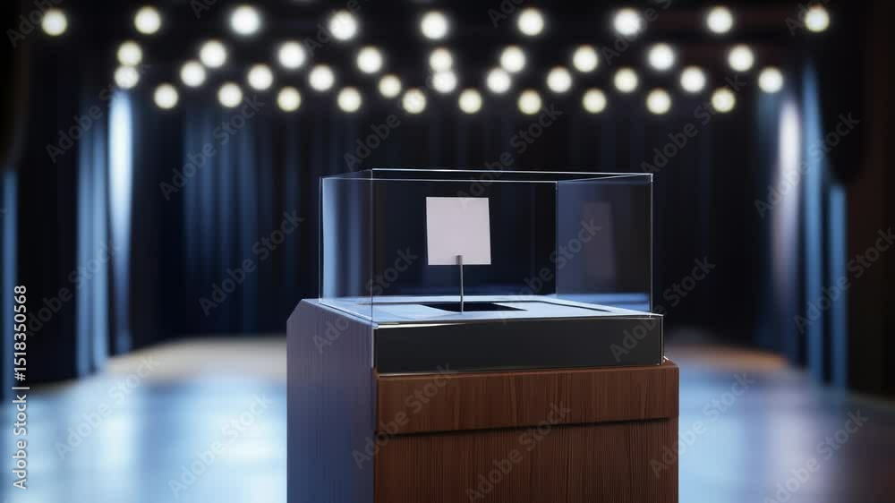 Leinwandbilder a transparent display case with a square piece of paper inside