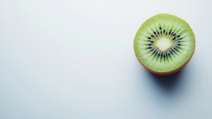 Close up fresh kiwi fruit slice isolated on white, top view 
