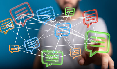 Plakat Visual representation of interconnected communication channels. Ideal for social media, networking, and collaboration concepts.