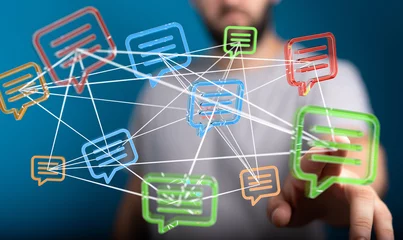  Visual representation of interconnected communication channels.  Ideal for social media, networking, and collaboration concepts. © vegefox.com