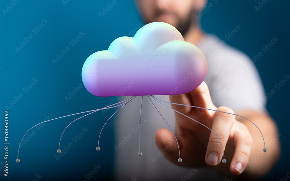 Poster High-quality image depicting cloud computing, data security, and network connectivity.