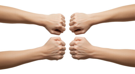 Isolated Four Clenched Fists