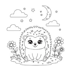 cute hedgehog to colour. vector illustration graphic design
