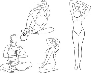 Hand Drawn Woman in Swimsuit Isolated Vector Illustration