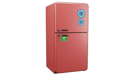 Isolated Retro Refrigerator with WiFi and snowflakes