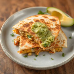 Deliciosa quesadilla casera rellena de pollo y queso