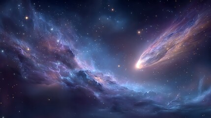 Obraz premium Comet Nebula Space Cosmic Background Galaxy.