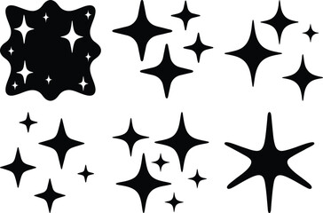 Set of different stars scattered on white surface for various purposes