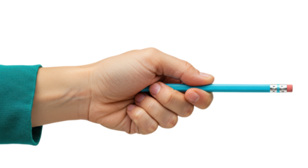 Isolated hand holding a pencil