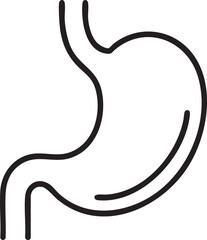 Simple Black and White Line Drawing of a Human Stomach Anatomy Illustration minimalist black