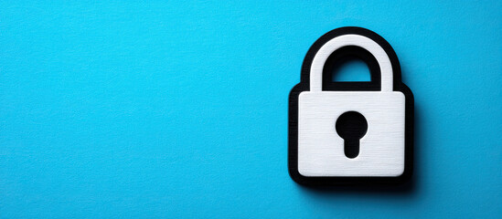 Fototapeta premium Padlock symbol on blue background representing security and protection in digital or physical form