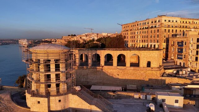 Aerial view of historic Valetta, Malta showcasing architecture and waterfront development