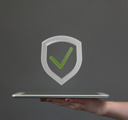 Secure your data!  Image depicts a digital shield and checkmark, symbolizing online protection.
