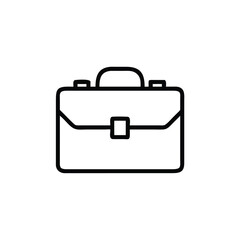 Minimalist Silhouette Briefcase Icon in Black Line Style Isolated on White Background for Business and Office Graphic Design
