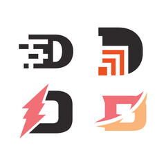 Set of Abstract Initial Letter D Logo Design.