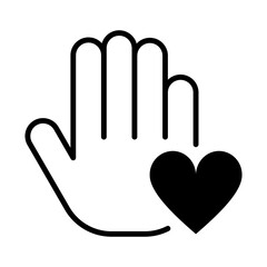 Obraz premium Icono de corazón en la mano. Apoyo, cuidado, empatía, ayuda desinteresada y solidaridad entre personas. Ilustración vectorial