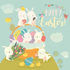 Hand-drawn cute cartoon animal poster templates, interesting children's flat vector illustrations, and cheerful festival backgrounds