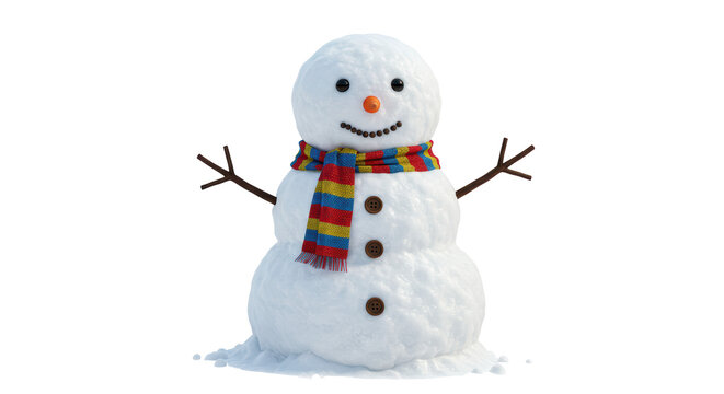 Isolated Snowman with Scarf