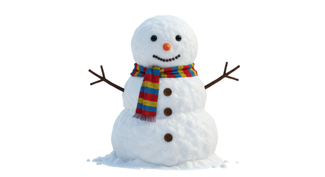 Isolated Snowman with Scarf