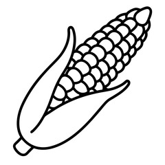 Boiled Corn on Cob Icon line art 