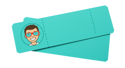 Isolated Folded Flyer with Cartoon Face