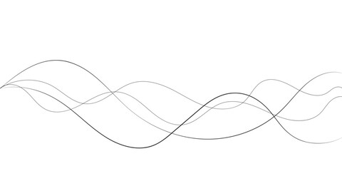 A minimalist abstract image featuring multiple, interwoven, wavy lines in varying thicknesses and dashed patterns.
