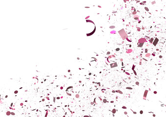 Fototapeta premium Pink confetti explosion on white background. Ideal for celebration, party, or festive designs.