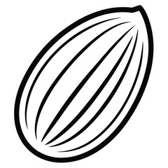 Flat Almond Nut line art Icon vector illustration