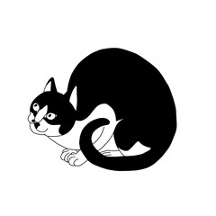 Hand-drawn cat in the traditional Korean 'minwha' style 