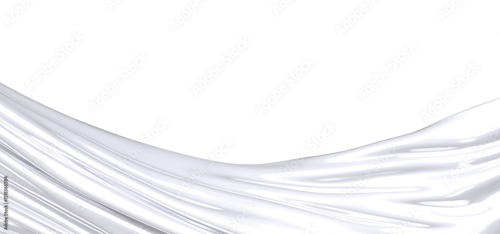 Poster a smooth white fabric drapes gracefully in a wave like form. the light reflects off the surface crea