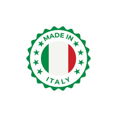 Made in Italy transparent label with flag and badge design	