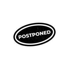 Postponed grunge rubber stamp on white background.