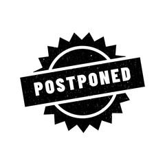 Postponed grunge rubber stamp on white background.