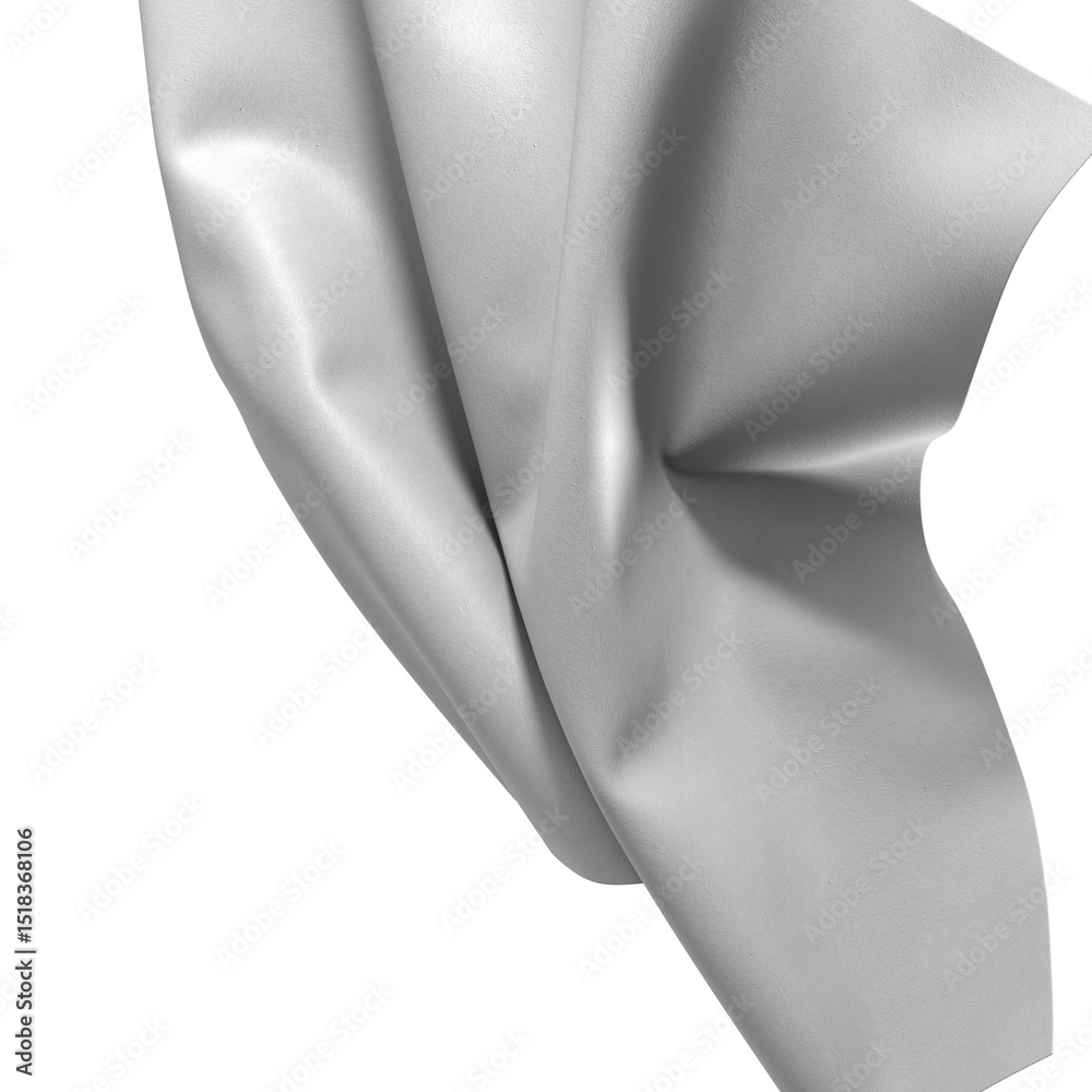 Aufkleber a smooth white fabric drapes gracefully in a wave like form. the light reflects off the surface crea