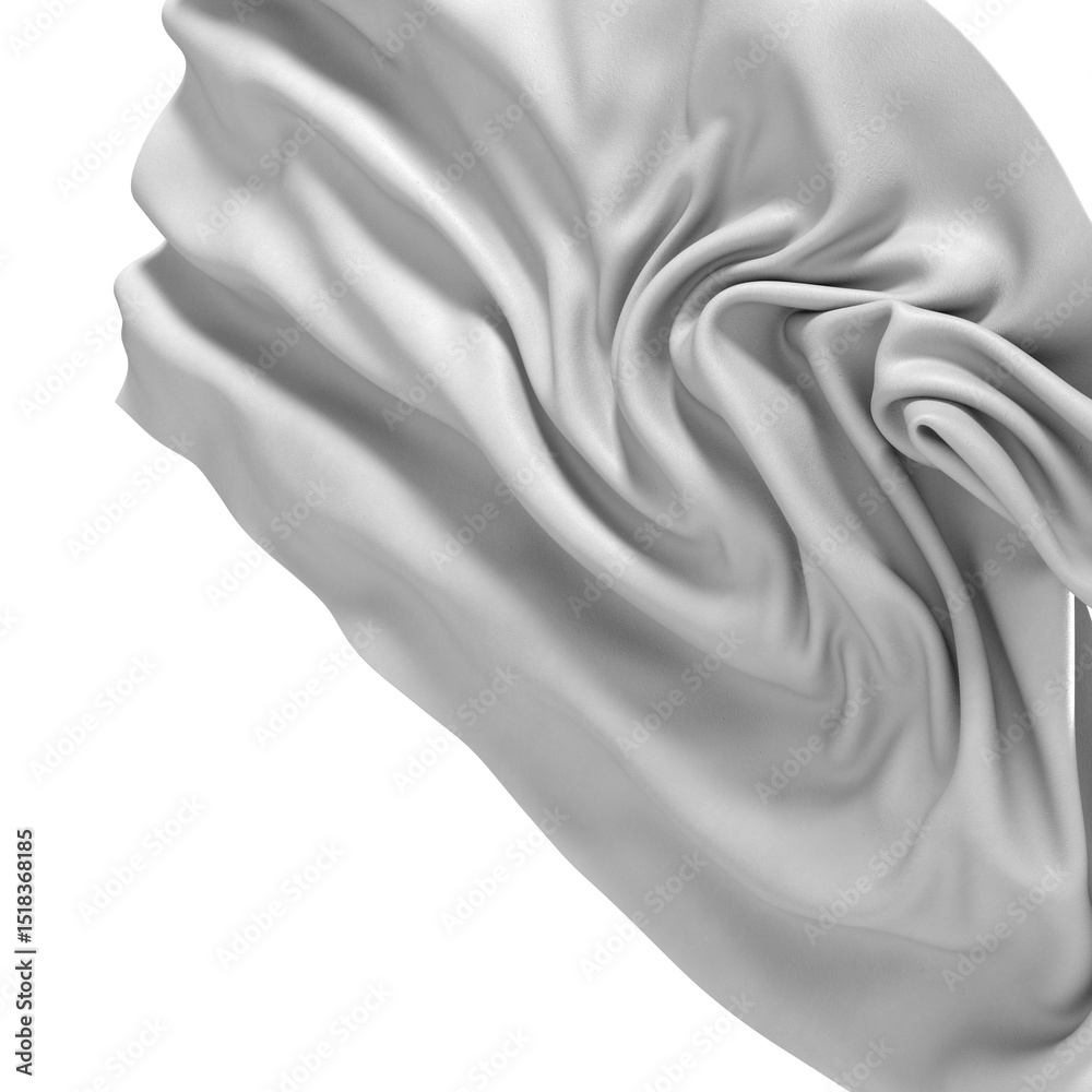 Poster a smooth white fabric drapes gracefully in a wave like form. the light reflects off the surface crea