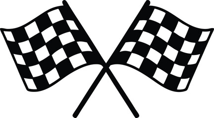  two crossed checkered flag NASCAR racing flag silhouette