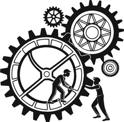 Teamwork gears business collaboration success