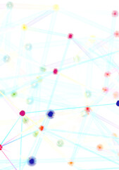 Abstract Network of Colorful Dots and Lines