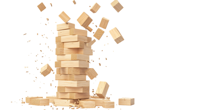 wooden blocks isolated on white background