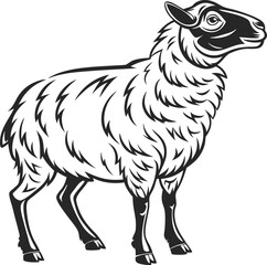 Minimalist Black and White Sheep Line Drawing – Elegant Farm Animal Illustration